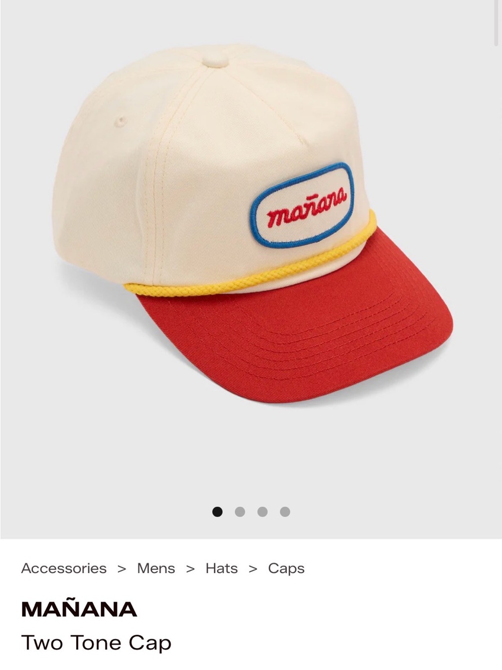 Mañana Two-Tone Logo Rope Baseball Cap - Cream & Red